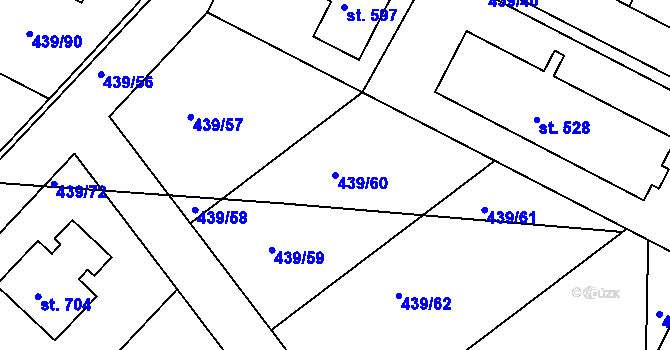 Parcela st. 439/60 v KÚ Opatovice nad Labem, Katastrální mapa