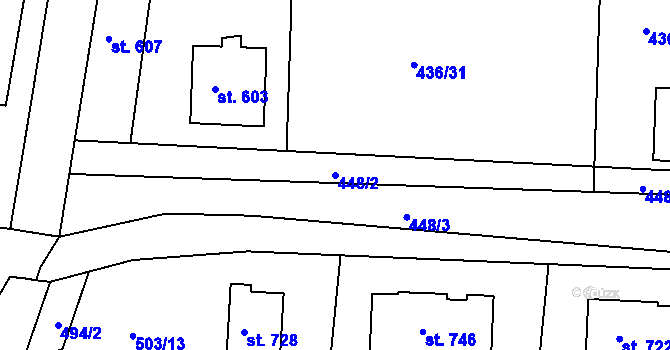 Parcela st. 448/2 v KÚ Opatovice nad Labem, Katastrální mapa