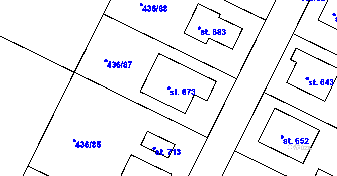 Parcela st. 673 v KÚ Opatovice nad Labem, Katastrální mapa