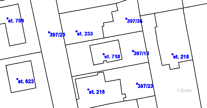 Parcela st. 718 v KÚ Opatovice nad Labem, Katastrální mapa