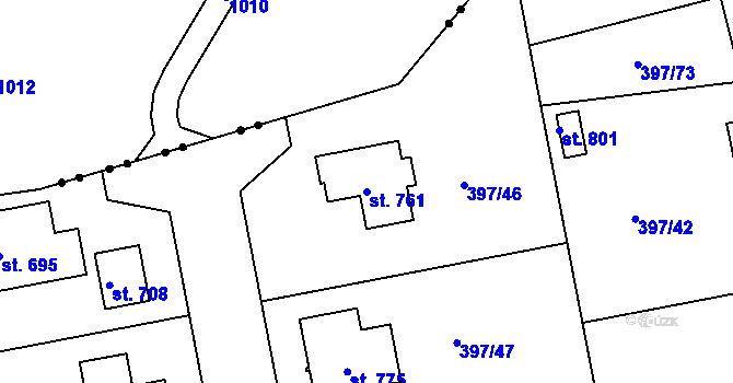Parcela st. 761 v KÚ Opatovice nad Labem, Katastrální mapa