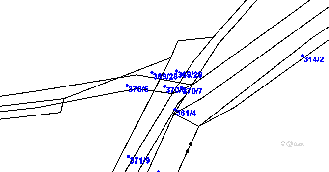 Parcela st. 370/6 v KÚ Opatovice nad Labem, Katastrální mapa