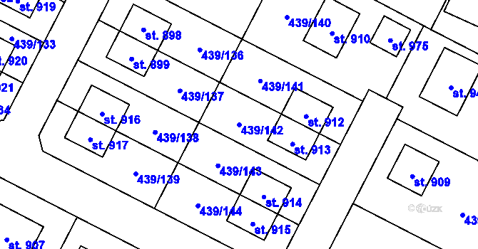 Parcela st. 439/142 v KÚ Opatovice nad Labem, Katastrální mapa