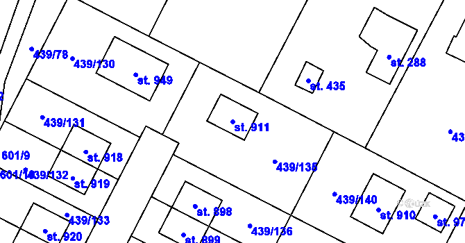 Parcela st. 911 v KÚ Opatovice nad Labem, Katastrální mapa