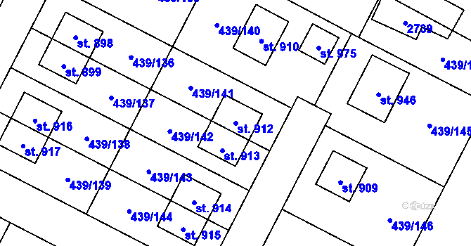 Parcela st. 912 v KÚ Opatovice nad Labem, Katastrální mapa