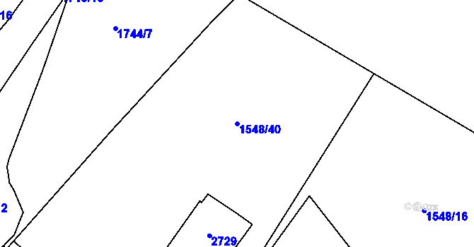 Parcela st. 1548/40 v KÚ Opatovice nad Labem, Katastrální mapa