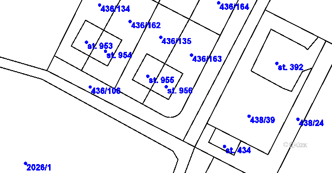 Parcela st. 956 v KÚ Opatovice nad Labem, Katastrální mapa
