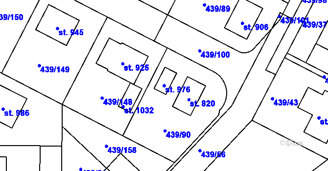 Parcela st. 976 v KÚ Opatovice nad Labem, Katastrální mapa