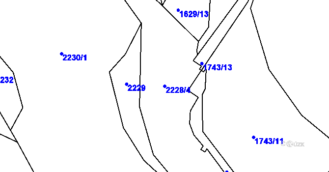 Parcela st. 2228/4 v KÚ Opatovice nad Labem, Katastrální mapa