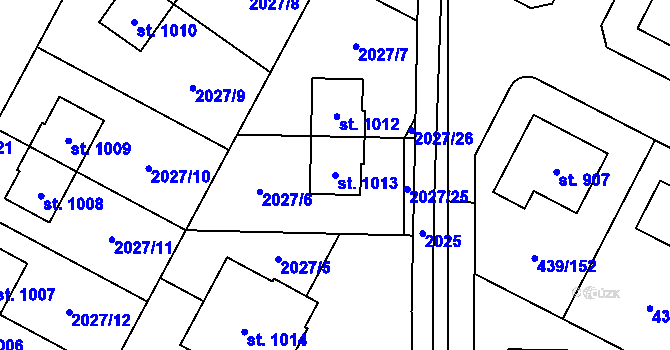 Parcela st. 1013 v KÚ Opatovice nad Labem, Katastrální mapa