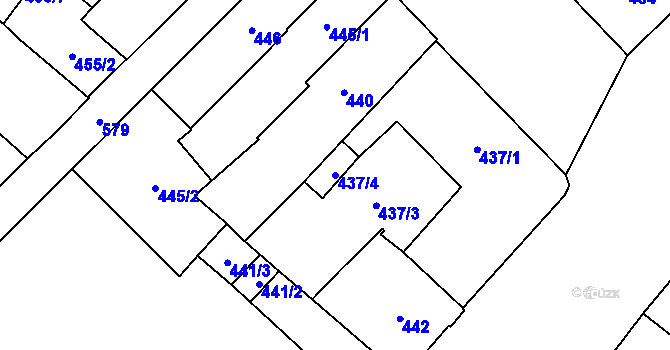 Parcela st. 437/4 v KÚ Opava-Město, Katastrální mapa