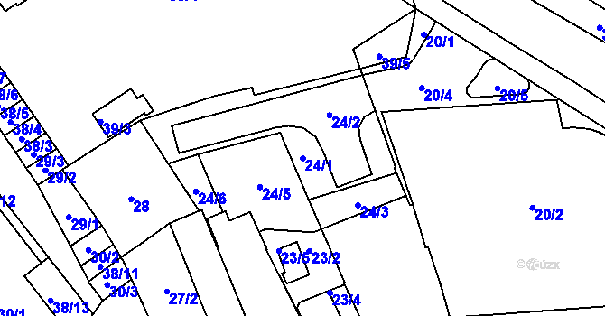 Parcela st. 24/1 v KÚ Opava-Město, Katastrální mapa