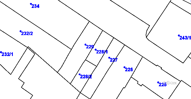 Parcela st. 228/1 v KÚ Opava-Město, Katastrální mapa