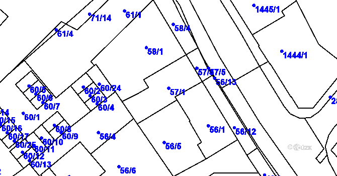 Parcela st. 57/1 v KÚ Opava-Město, Katastrální mapa