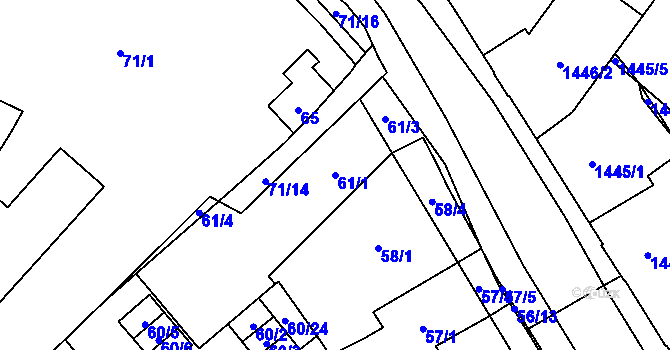 Parcela st. 61/1 v KÚ Opava-Město, Katastrální mapa