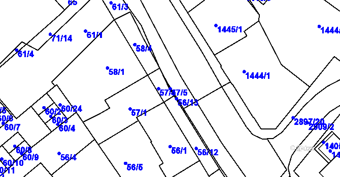 Parcela st. 57/5 v KÚ Opava-Město, Katastrální mapa