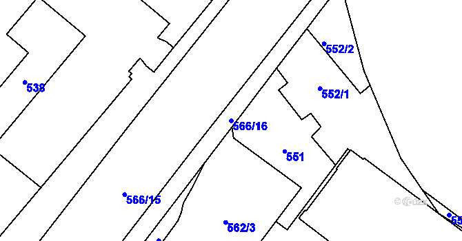 Parcela st. 566/16 v KÚ Opava-Město, Katastrální mapa