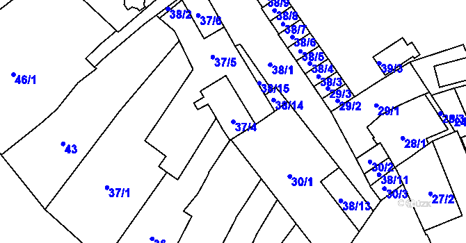 Parcela st. 37/4 v KÚ Opava-Město, Katastrální mapa