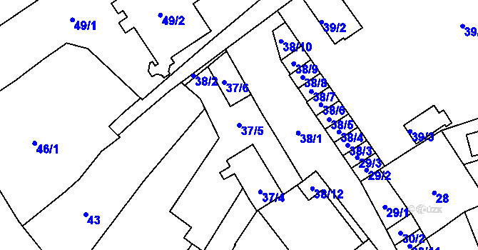 Parcela st. 37/5 v KÚ Opava-Město, Katastrální mapa