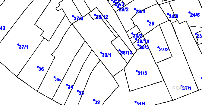 Parcela st. 30/1 v KÚ Opava-Město, Katastrální mapa