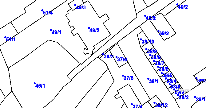 Parcela st. 38/2 v KÚ Opava-Město, Katastrální mapa