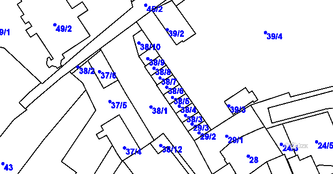 Parcela st. 38/6 v KÚ Opava-Město, Katastrální mapa