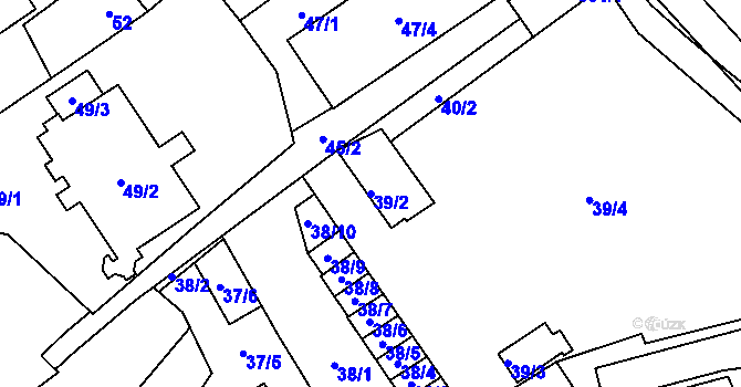 Parcela st. 39/2 v KÚ Opava-Město, Katastrální mapa