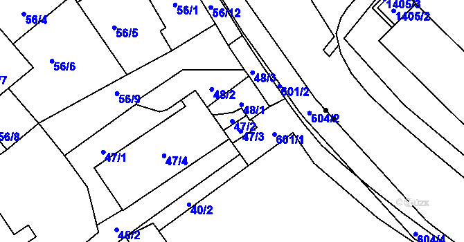 Parcela st. 47/2 v KÚ Opava-Město, Katastrální mapa
