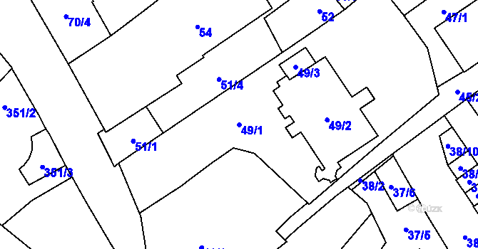 Parcela st. 49/1 v KÚ Opava-Město, Katastrální mapa