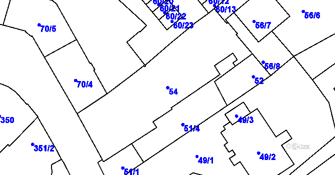 Parcela st. 54 v KÚ Opava-Město, Katastrální mapa
