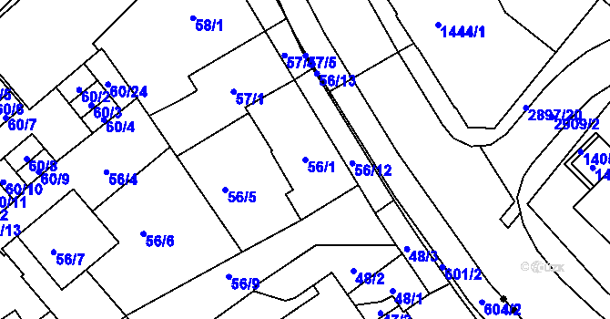 Parcela st. 56/1 v KÚ Opava-Město, Katastrální mapa