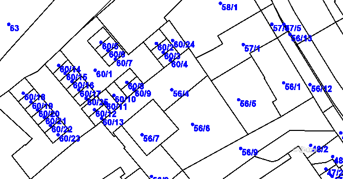 Parcela st. 56/4 v KÚ Opava-Město, Katastrální mapa