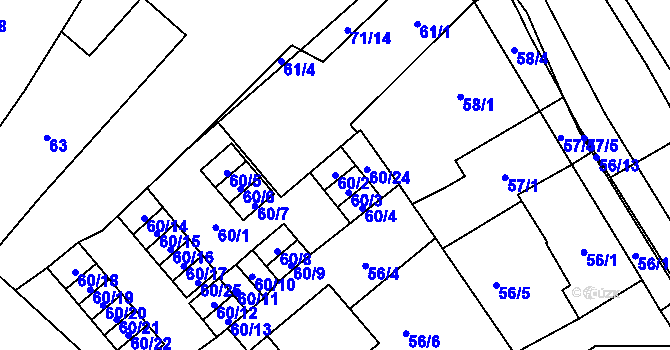 Parcela st. 60/2 v KÚ Opava-Město, Katastrální mapa