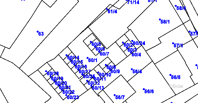 Parcela st. 60/7 v KÚ Opava-Město, Katastrální mapa