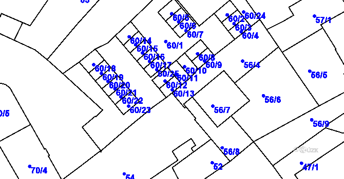 Parcela st. 60/13 v KÚ Opava-Město, Katastrální mapa