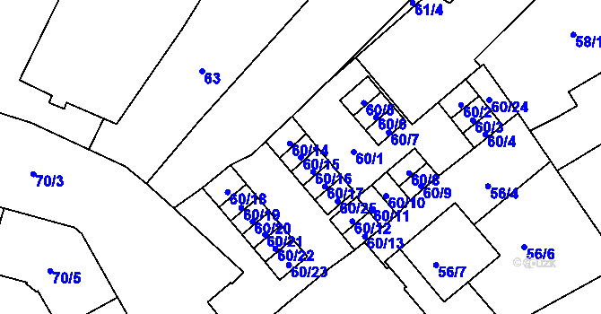Parcela st. 60/15 v KÚ Opava-Město, Katastrální mapa