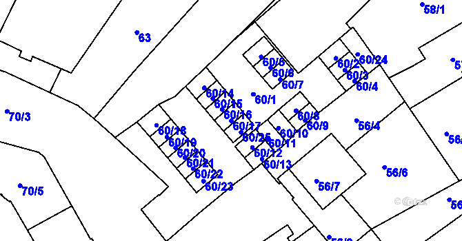 Parcela st. 60/17 v KÚ Opava-Město, Katastrální mapa