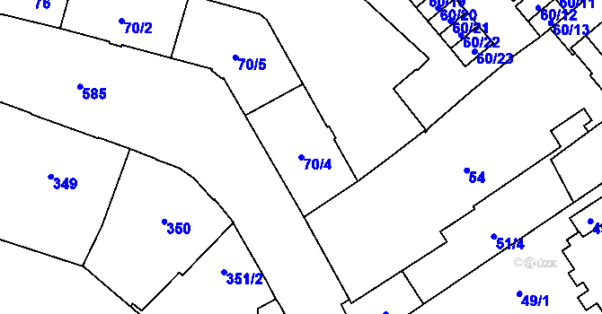 Parcela st. 70/4 v KÚ Opava-Město, Katastrální mapa