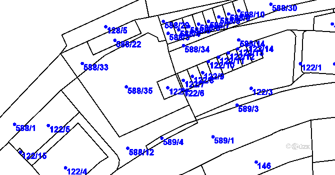 Parcela st. 122/2 v KÚ Opava-Město, Katastrální mapa