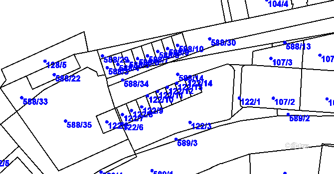 Parcela st. 122/12 v KÚ Opava-Město, Katastrální mapa