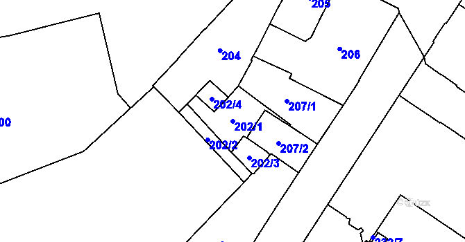 Parcela st. 202/1 v KÚ Opava-Město, Katastrální mapa