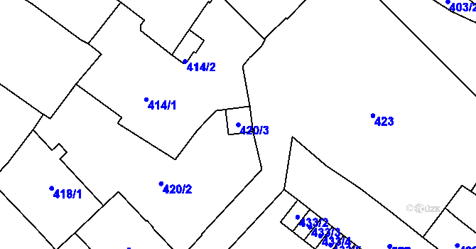 Parcela st. 420/3 v KÚ Opava-Město, Katastrální mapa