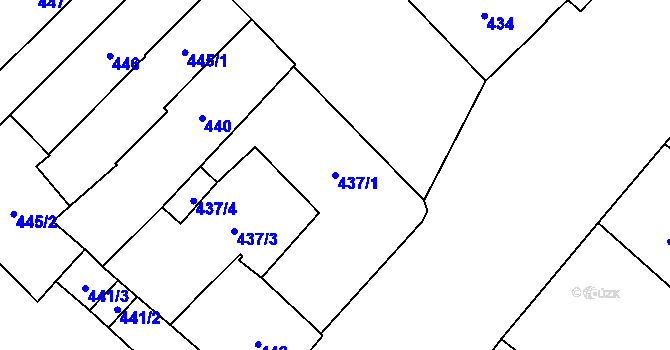 Parcela st. 437/1 v KÚ Opava-Město, Katastrální mapa