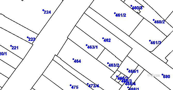 Parcela st. 463/1 v KÚ Opava-Město, Katastrální mapa