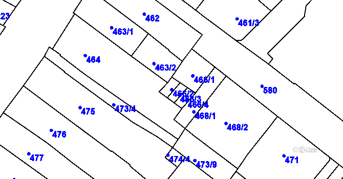 Parcela st. 466/2 v KÚ Opava-Město, Katastrální mapa