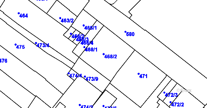 Parcela st. 468/2 v KÚ Opava-Město, Katastrální mapa