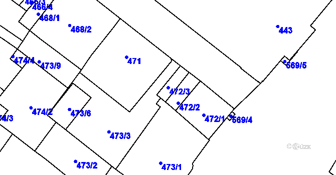 Parcela st. 472/3 v KÚ Opava-Město, Katastrální mapa