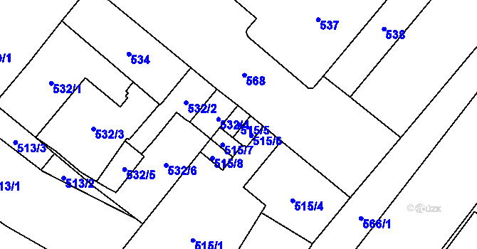 Parcela st. 515/5 v KÚ Opava-Město, Katastrální mapa