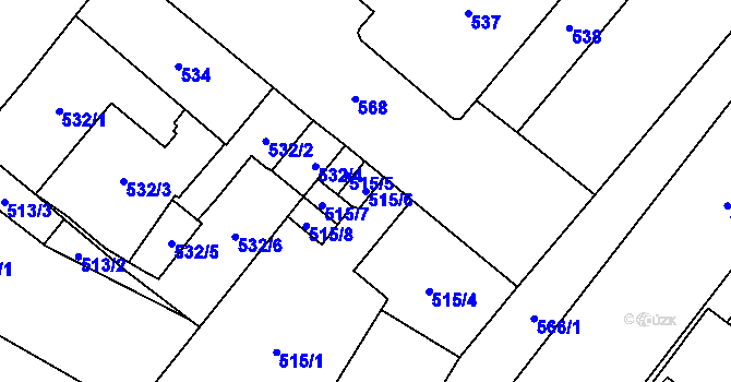 Parcela st. 515/6 v KÚ Opava-Město, Katastrální mapa