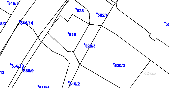Parcela st. 520/3 v KÚ Opava-Město, Katastrální mapa